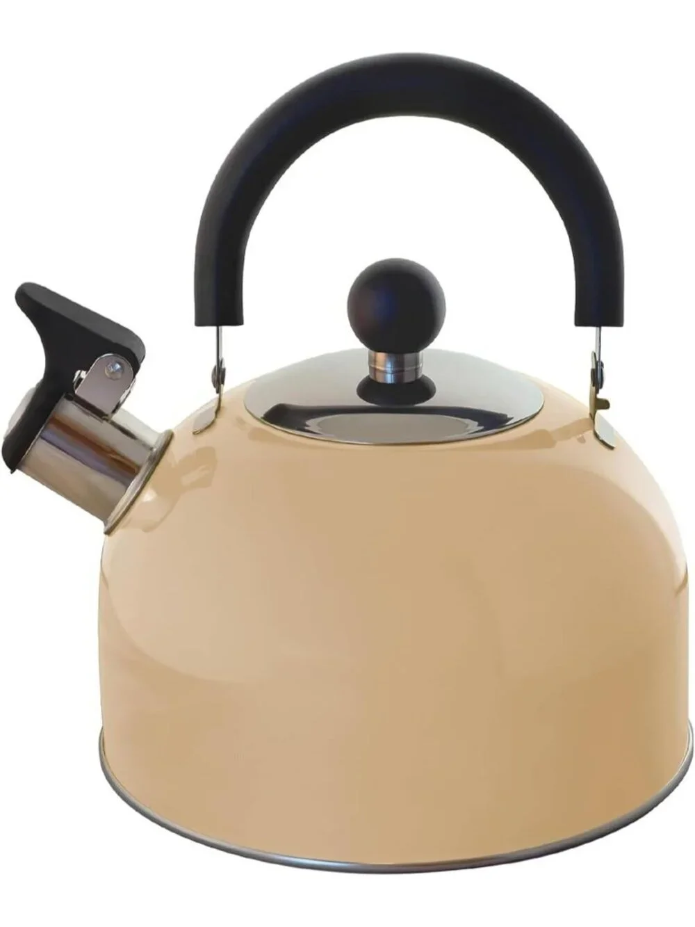 Pastel Cream Kitchen Whistling Tea Kettle 2 QT Stainless Steel Stovetop Teapot